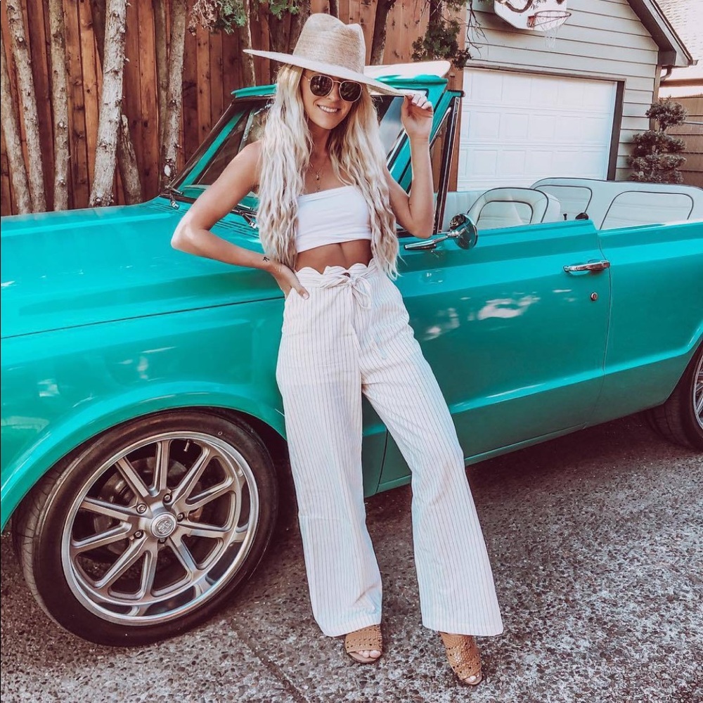 Pinstripe Wide Leg Pants